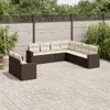 vidaXL 9-tlg. Garten-Sofagarnitur mit Kissen Braun Poly Produktbild-Vorschau 2