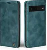 A teal flip case for a Google Pixel 6a phone, shown from two angles. Produktbild-Vorschau