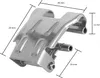 A metal clamp with dimensions indicated by lines and text. Produktbild-Vorschau