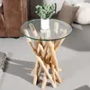 Tavolino di design DRIFTWOOD 40 cm in teak con piano in Anteprima dell’immagine prodotto 1