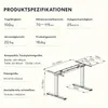Product specifications and a diagram of an adjustable desk frame. Anteprima dell’immagine prodotto