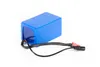 A blue lithium-ion battery pack with attached wires and connectors, isolated on a white background. Náhľad obrázku produktu