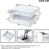 Diagrams and dimensions of a white coffee table. Voir les images du produit
