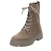 A single beige lace-up boot is shown against a white background. Produktbild-Vorschau