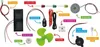 An overhead view of various electronic components laid out on a white background, with labels pointing to each component. Náhled obrázku produktu