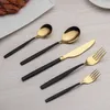 30 Stück Titan Schwarz Besteck Set | Schwarz-Gold Design | Produktbild-Vorschau 4