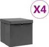 vidaXL Scatole con coperchio 4 pezzi 28x28x28 cm Grigio Anteprima dell’immagine prodotto 6