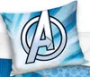 A close-up of a pillow with the Avengers logo on a blue, radiating background. Produktbild-Vorschau