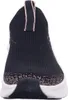 A close-up, front-facing view of a black Skechers sneaker with rose gold accents. Náhled obrázku produktu