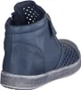 A blue leather bootie with perforated details and a side zipper. Produktbild-Vorschau