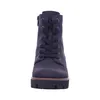 A front view of a black lace-up boot with a thick sole. Produktbild-Vorschau