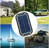 Collage of images showing a solar charger in various outdoor settings: with a camper van, a car, a sailboat, and an off-road vehicle with a rooftop tent. Produktbild-Vorschau