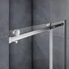 A close-up view of a sliding shower door mechanism against a dark gray tiled wall. Produktbild-Vorschau