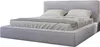 A light gray upholstered bed with a headboard and bedding, presented on a white background. Náhled obrázku produktu