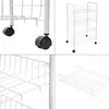 A collage of four images showing different views of a white wire storage cart with wheels. Náhľad obrázku produktu