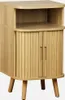 A wooden nightstand with two doors and an open shelf above. Produktbild-Vorschau