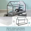 Kinderbett Kinderhaus inkl. Matratze Hausbett Holzbett grau Náhled obrázku produktu 2