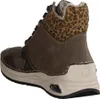 A side view of a brown high-top sneaker with leopard print accents. Produktbild-Vorschau