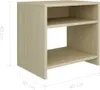 A product image of a wooden nightstand with dimensions indicated. Náhled obrázku produktu