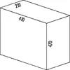 A line drawing of a rectangular prism with dimensions labeled. Produktbild-Vorschau