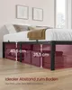 A bed frame with storage boxes underneath, illustrating the available space. Produktbild-Vorschau