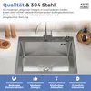 ANW HOME Küchenspüle 60x50 cm Edelstahl 304 Silber Topmount Produktbild-Vorschau 4
