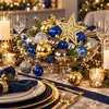 Weihnachtskugeln Blau Gold Grau 108er Set, Christbaumkugeln Produktbild-Vorschau 5