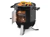A black charcoal smoker grill with food cooking on two levels. Produktbild-Vorschau