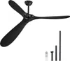 A black ceiling fan with three blades, a remote control, and mounting poles on a white background. Anteprima dell’immagine prodotto