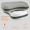 Two pillows are stacked on top of each other, with marketing text and icons below. Produktbild-Vorschau