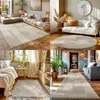 A collage of four images showcasing different room settings with rugs. Podgląd zdjęcia produktu