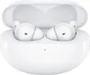 A pair of white wireless earbuds in their charging case. Produktbild-Vorschau