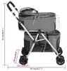 vidaXL Kočárek pro 2 psy skládací šedý 83x48x97 cm Oxford Náhled obrázku produktu 7