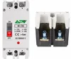 A white circuit breaker with a red and gray switch is shown next to a close-up view of its terminal connections. Produktbild-Vorschau