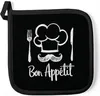 Topflappen Baumwolle 20x20cm mit Bon Appétit Motiv Schwarz Produktbild-Vorschau 1