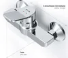 A close-up studio shot of a chrome shower faucet with measurement indicators. Produktbild-Vorschau