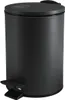 A black pedal bin with a lid and a pedal. Produktbild-Vorschau