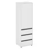 A tall, narrow white cabinet with a single door on top and three drawers below, each with a black handle. Produktbild-Vorschau