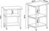 Two different sizes of a rollable metal cart are shown with dimensions indicated. Voir les images du produit