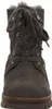 A close-up, front-facing view of a gray lace-up boot with a zipper and fur trim. Produktbild-Vorschau