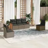 5-tlg. Garten-Sofagarnitur mit Kissen Grau Poly Rattan Produktbild-Vorschau 2