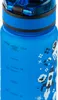Close-up of a blue water bottle with measurement markings and a pixelated space game design. Náhľad obrázku produktu