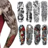 8 Blätter Full Arm Temporäre Tattoos Männer Herren Produktbild-Vorschau 1