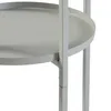 Close-up view of a light gray metal plant stand with two circular shelves. Podgląd zdjęcia produktu