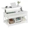 A white lift-top coffee table with storage, a laptop, and a vase of flowers on top. Náhled obrázku produktu