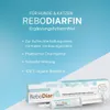 Marketing image for a pet digestive aid product, showing text descriptions and the product packaging with an applicator. Produktbild-Vorschau