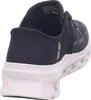 A rear view of a black Skechers sneaker with a white sole. Voir les images du produit