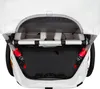 Top-down view of the interior of a child trailer, showing the seats, straps, and storage area. Produktbild-Vorschau