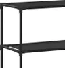 A close-up of a black, two-tiered shelf unit. Náhled obrázku produktu