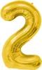 Folienballon Zahl 2, ca. 100 cm, gold Produktbild-Vorschau 1